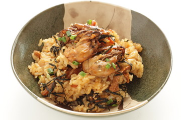 Japanese food, osyter rice with copy space