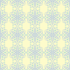 Floral seamless background. Blue and green flower pattern on beige backdrop