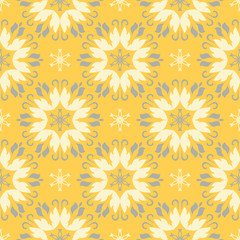 Seamless floral pattern. Bright yellow background with flower designs