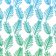 Fototapeta na wymiar branch leaves plant tropical pattern decoration vector illustration green color line image