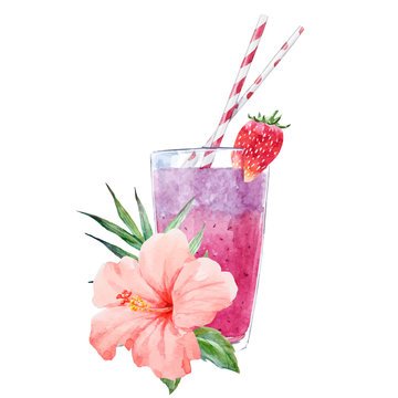 Watercolor smoothie vector illustration