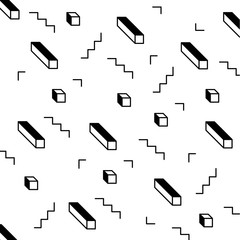 Hipster modern shapes pattern. Lines and cubic forms. Vector illustration.