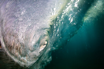 Wave art, ocean wave at sunset underwater
