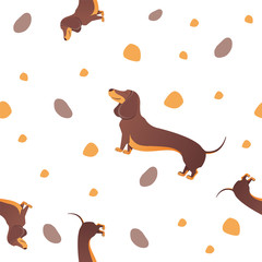 Seamless pattern with dogs and sausage