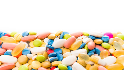 border of colorful pills. pills and drugs