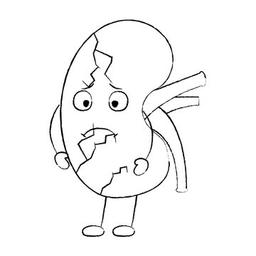 cartoon human kidney sick character vector illustration sketch design