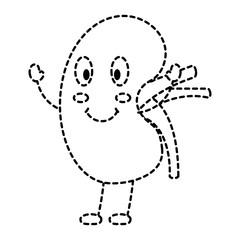 cartoon happy human kidney smiling character vector illustration sticker design