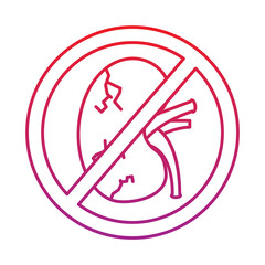 no human kidney disease medical diagram forbidden sign vector illustration  red degraded line color