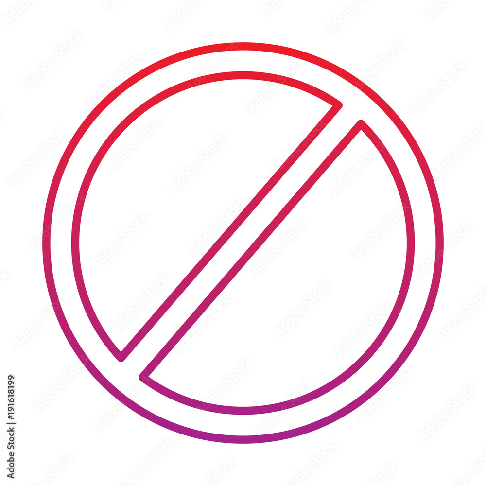 Sticker prohibition no symbol red round stop warning sign template vector illustration  red degraded line color