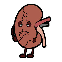 cartoon human kidney sick character vector illustration 