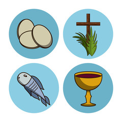 Holy week round icons icon vector illustration graphic design