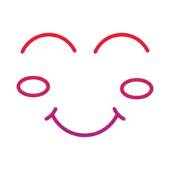 cartoon funny face winking eyes happy vector illustration  red degraded line color