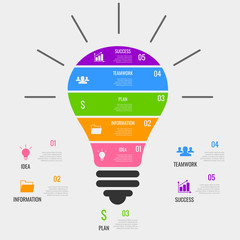 Infographic bulb. Business Success icons.