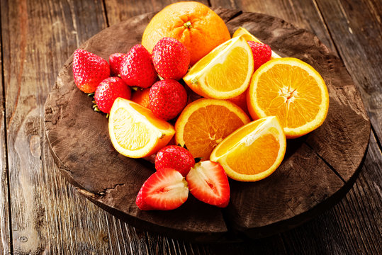 orangen mit erdbeere