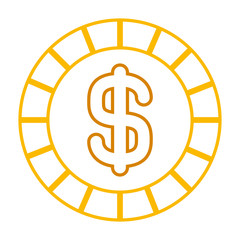 golden coin money dollar cash icon vector illustration line color design