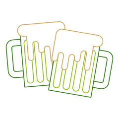 two green beer glass foam beverage vector illustration line color design