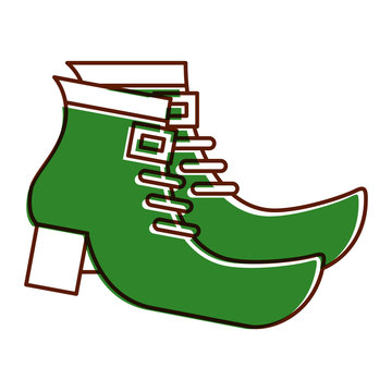 pair green boot shoes of leprechaun vector illustration