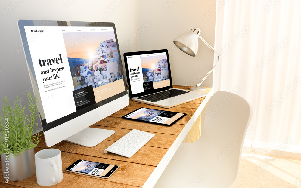 Canvas Prints travel website responsive concept on devices