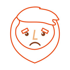 cartoon sad face man beard character vector illustration line color design