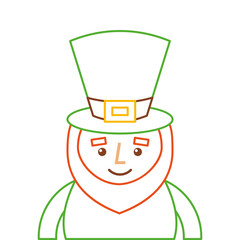 st. patricks day portrait of a leprechaun with arms up vector illustration line color design