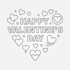 Happy Valentine's Day Heart vector line illustration