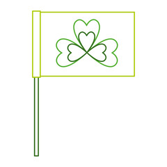 green flag with clover symbol vector illustration line color design