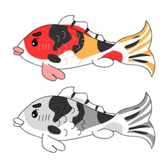 Colorful Carp. Vector Illustration. isolated on White Background.