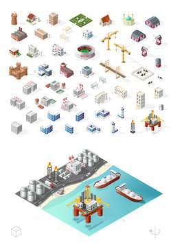 Build Your Own Isometric City . Isolated High Quality Vector Elements on White Background