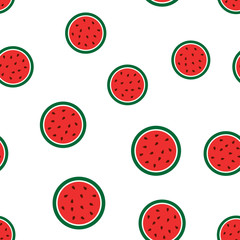 Fototapeta premium Watermelon seamless pattern background icon. Business flat vector illustration. Juicy ripe watermelon fruit sign symbol pattern.
