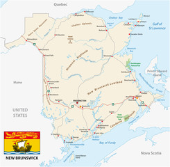 Road map of the canada atlantic province new brunswick