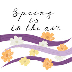 Spring is in the air lettering handwrighting card