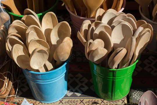 soup spoon or tablespoon made of wood