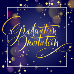 Obraz na płótnie Canvas Graduation Invitation. Hand drawn lettering for graduation design, congratulation event, party, high school or college graduate. Modern calligraphy, brush painted letters. Vector illustration.