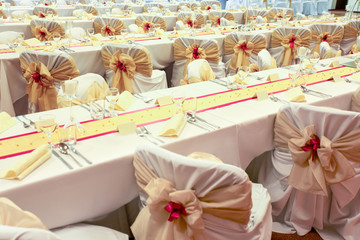 Arranged wedding tables