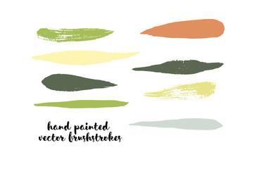 Green Stripes or Lines. Hand Painted Vector Ink Banners. Vintage Logo Stains, Graffiti Doodle. Spring Green Stripes, Hipster Vector Brushstrokes.  Funky Grunge Frame Element, Button or Brushed Banners