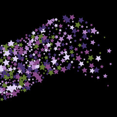 Colorful Stars Confetti, Mystery Sparkling Vector Background. Trendy Glowing Magic Glitter, Lights. Festive Falling Colorful Stars Confetti for Ads, Posters. 