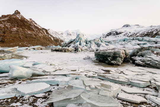vatnajokull frozen glacier landscape, iceland