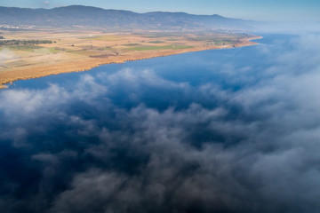 Aerial View. Flying over the clouds .