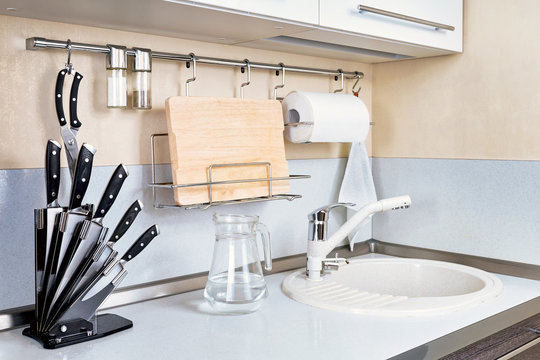 Kitchen Interior with Faucet and Sink