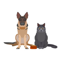 flat illustration of dog and cat
