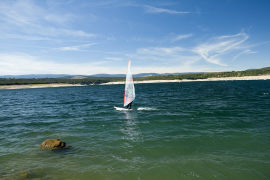 Windsurfing. Recreational water sports during summer vacation.