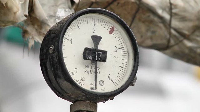 The pressure gauge on the gas pipe