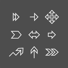 Arrows flat vector icons set
