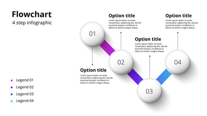 Business process chart infographics with 4 step segments. Circular corporate timeline infograph elements. Company presentation slide template. Modern vector info graphic layout design.