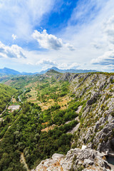 Fototapeta premium Croatia mountain landscape view with clouds on the sky