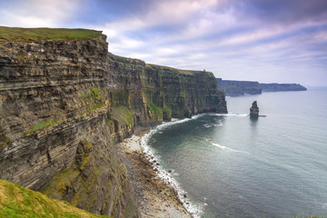 Cliffs of Moher in Ireland at cloudy day, Co. Clare
