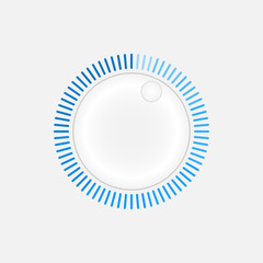 White button controller, round control button. Level control on a white background.
