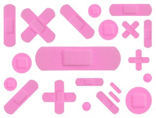 Various PINK Strips of ADHESIVE BANDAGES PLASTER - Medical Equipment 