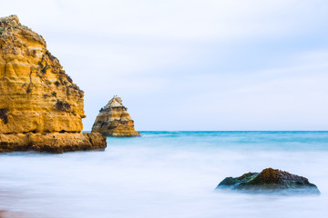 Rocky cliffs of Praia Dona Ana at Lagos, Portugal