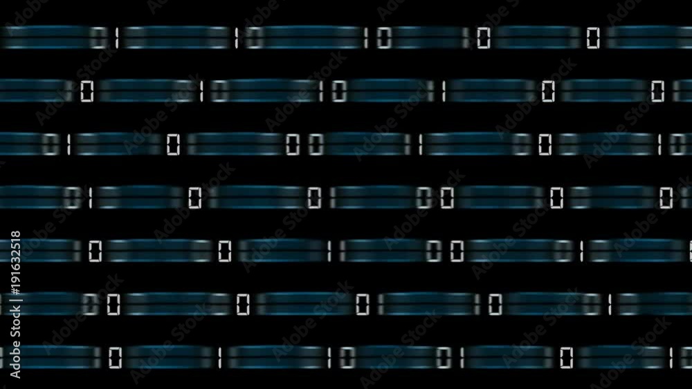 Poster the blue bars transmit a binary code. cinematic background. seamless loop.